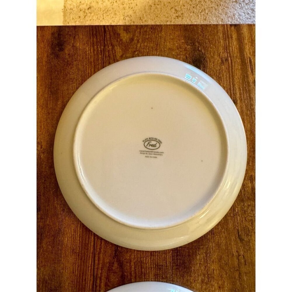 Fred Plays With His Food Face Kids' Ceramic Dinner Plates Set of 2 Multicolor - Picture 6 of 6